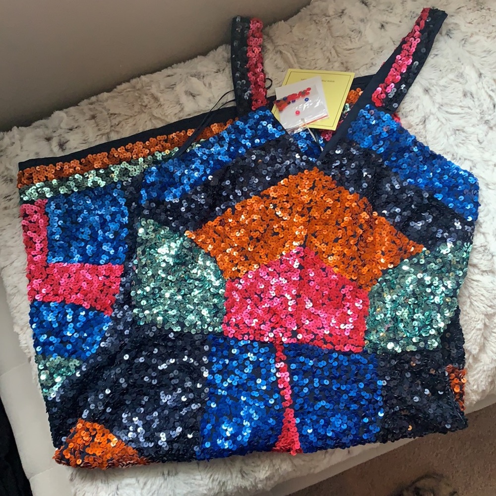 Maya Multi-Colored Geometric Sequin Dress - Picture 2 of 8